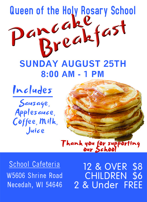 August 25, 2019 - Pancake Breakfast @ Queen of the Holy Rosary School
