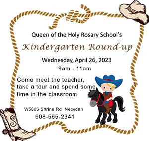 Queen of the Holy Rosary School Kindergarten Roundup Advertisement for 2023-2024 school year