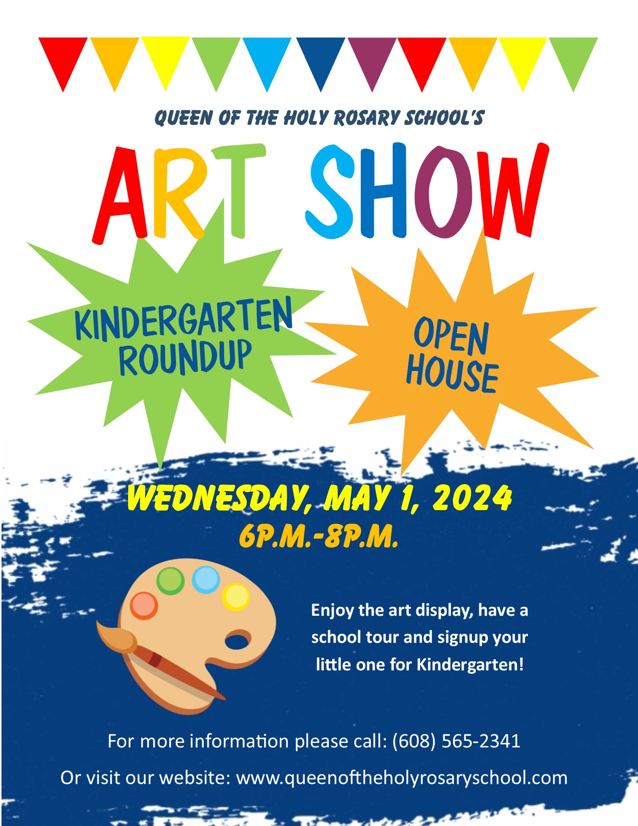 Queen of the Holy Rosary School, Necedah WI Open House, Art Show and Kindergarten Rounup May 1, 2024