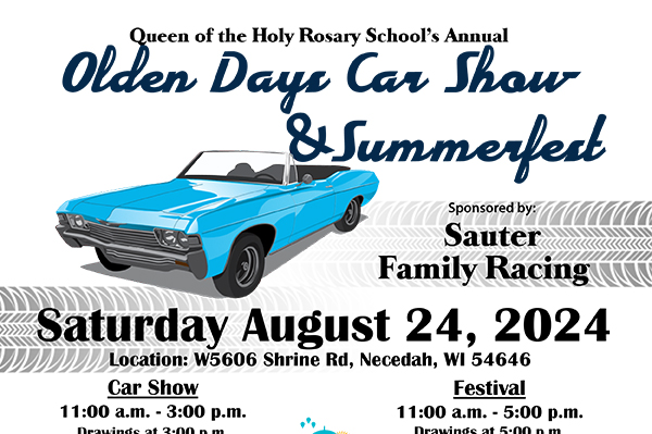 2024 Olden Days Car Show and Summerfest sponsored by Sauter Family Racing. An event for the whole family. Saturday August 24, 2024